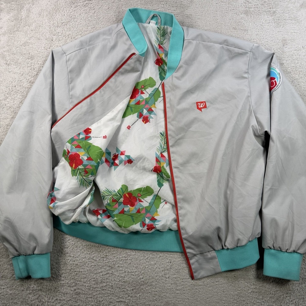 Walgreens Miriam Budet Jacket Medium Limited Edition Bomber Employee Floral